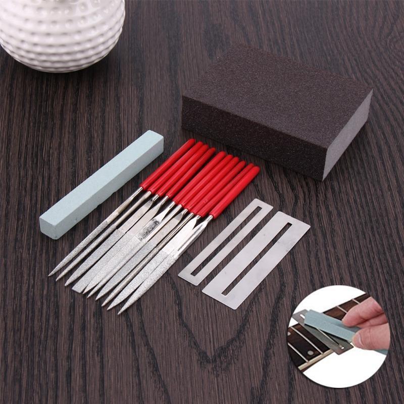 14pcs Guitar Instrument Repair Tool Kit Grinding Stone Sponge Frets Nut File Set