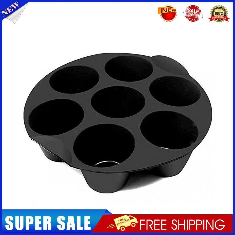 Silicone Air Fryer Mold 7-Cavity Cupcake Muffin Baking Cups Cake Pan (21cm)