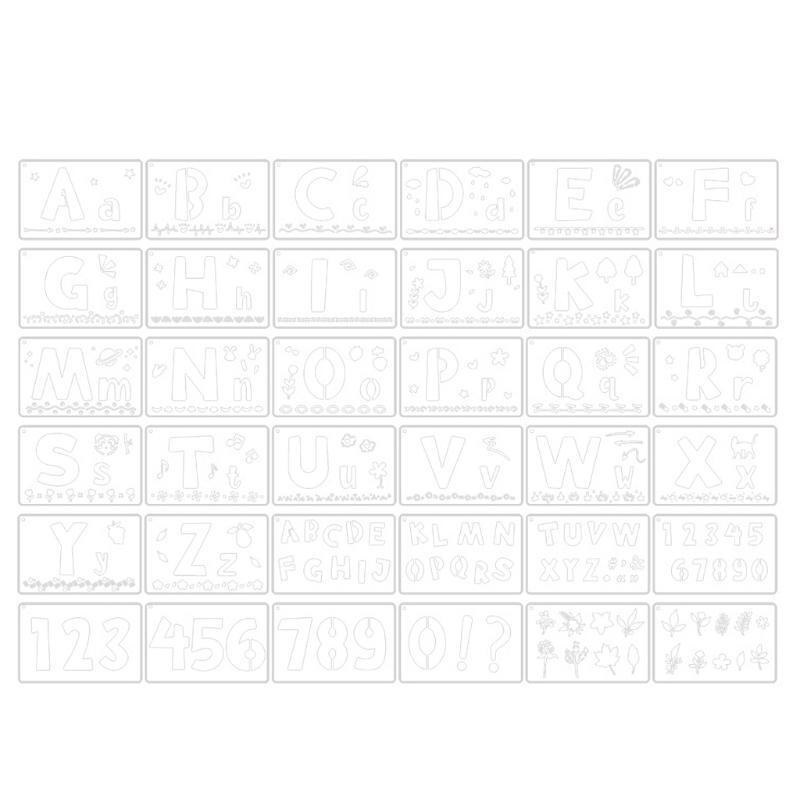 Letter Stencils Number Drawing Templates on Canvas Wood Wall Paper Card 36 Kit