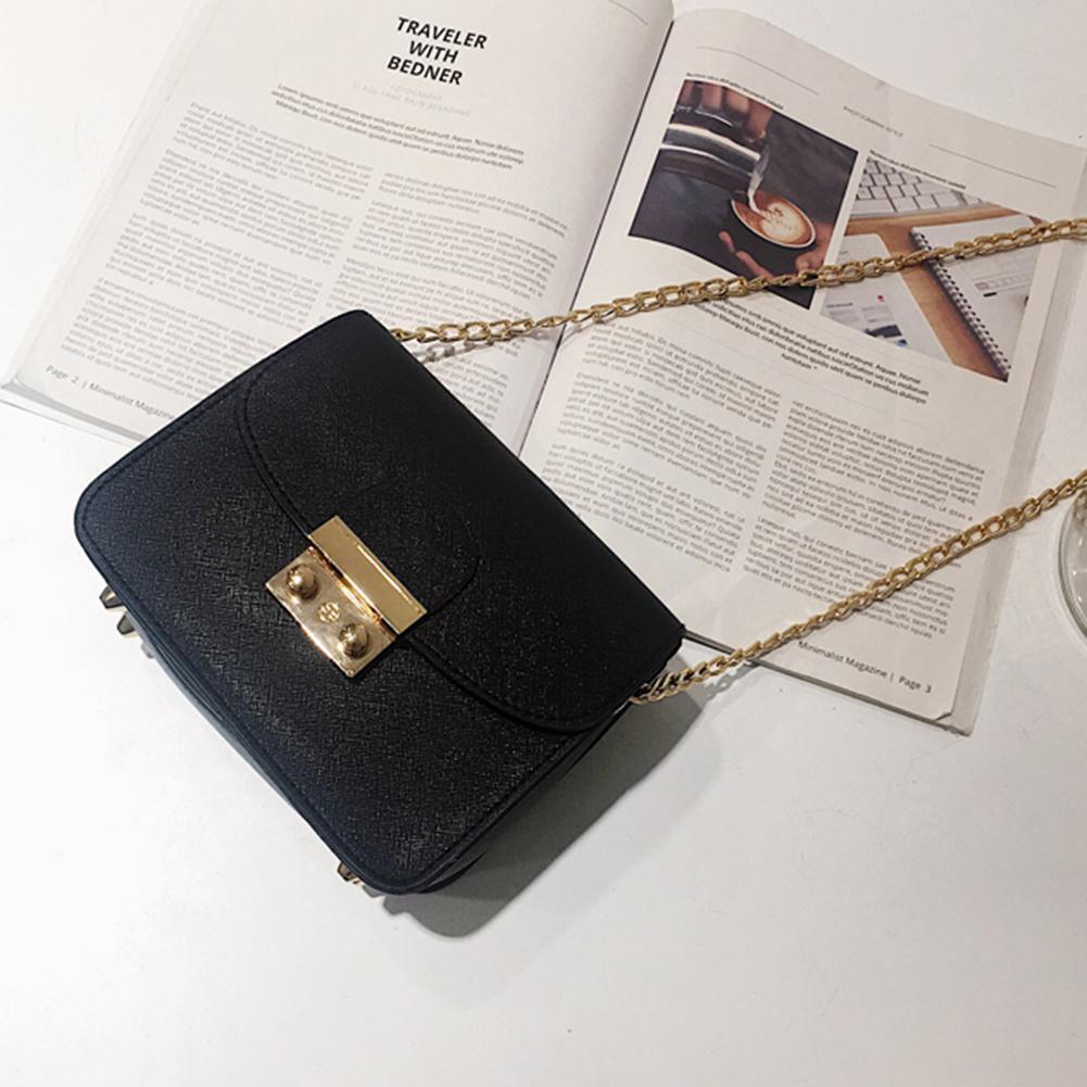 Women Messenger Shoulder Bag Leather Office Ladies Small Handbag (Black)