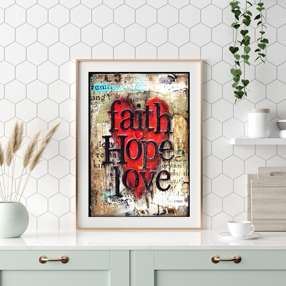Faith Hope Love Full Round Drill 5D Diamond Painting Living Room Wall Decor