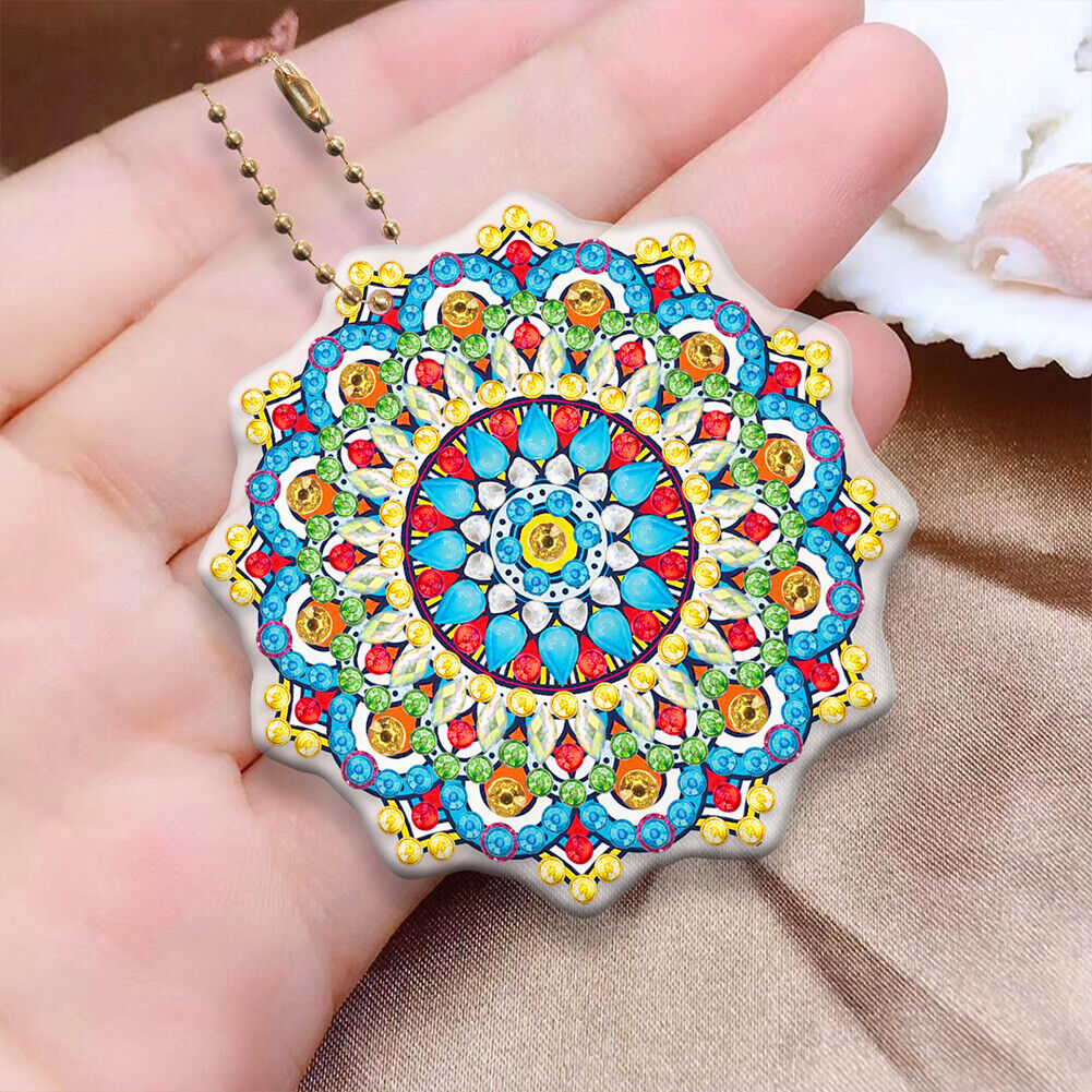 5pcs Diamond Painting Keychain DIY Mandala Key Ring Pendants (YSK084)