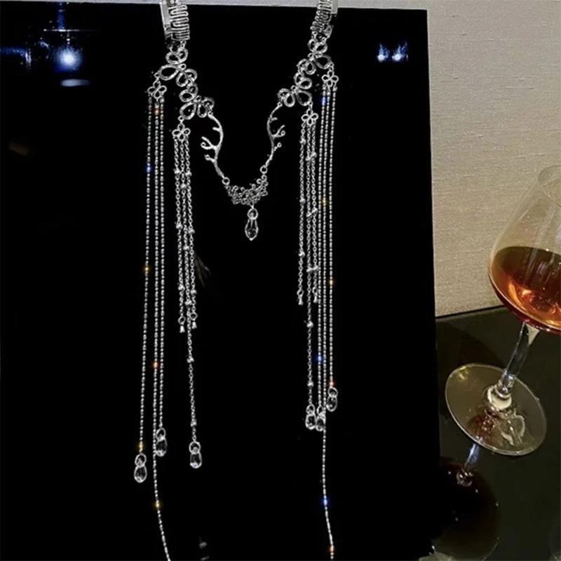 Handmade Elegant Shinning Rhinestone Tassel Hairwear Waterdrop Crystal Hairband