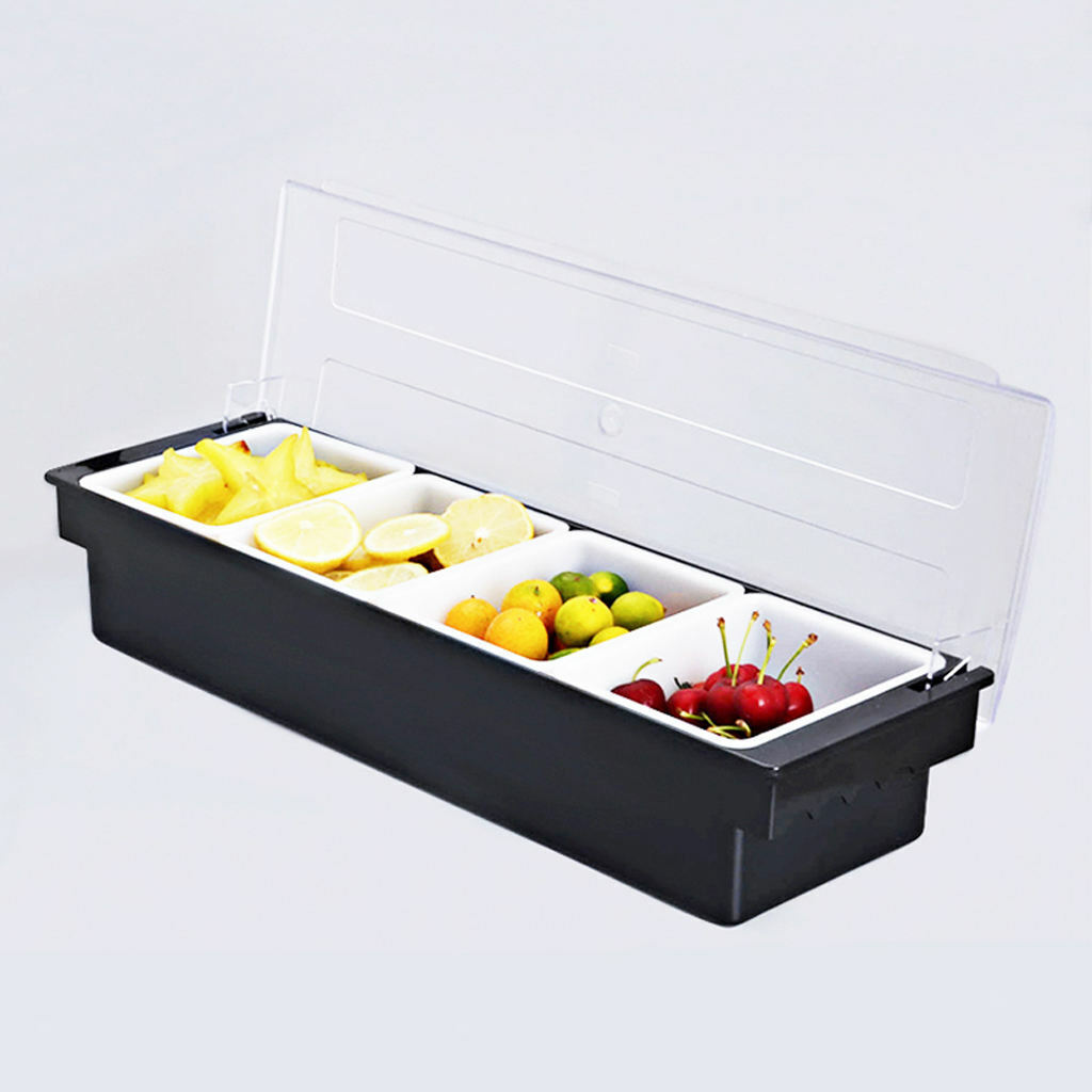 Large Condiment Server Organizer on Ice with Containers and Lid  Serving Bar