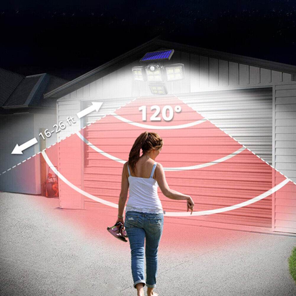 4 Heads Solar Wall Lights Waterproof Motion Sensor Lamp for Garden (198LED)