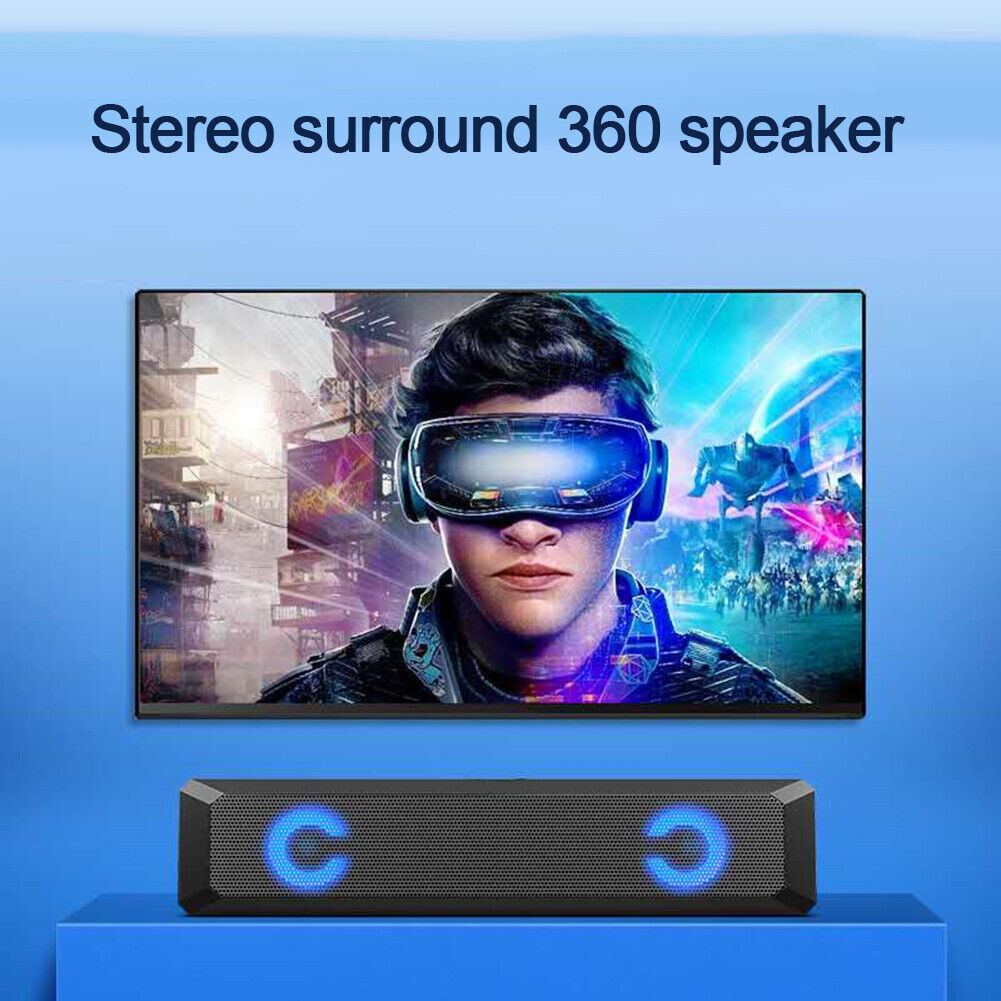 A4 6W RGB USB Wired Sound Bar PC Home Theater TV Stereo Surround Speaker