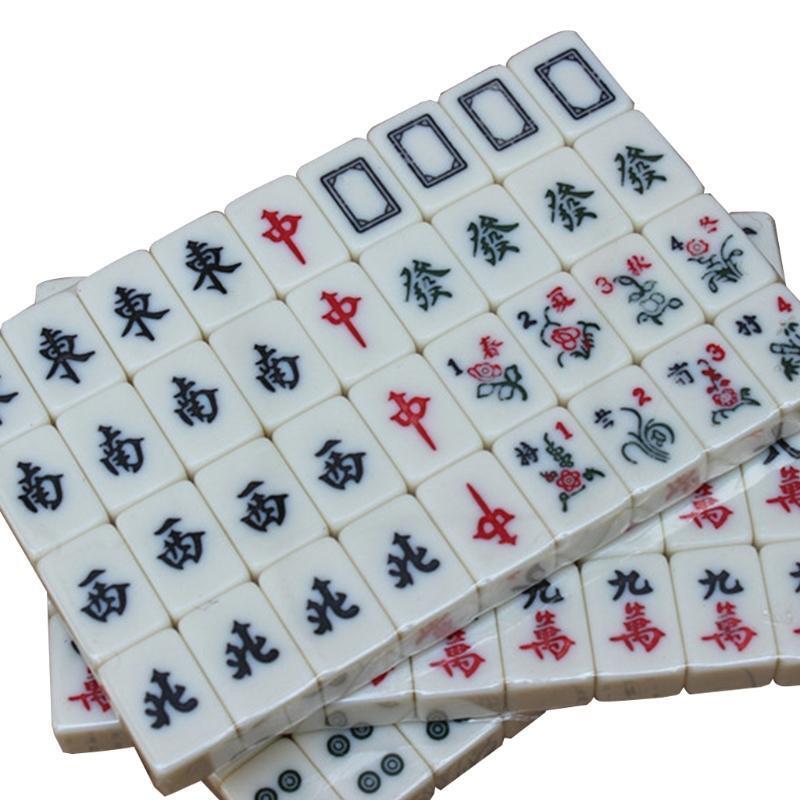 Portable Mahjong Set 146 Tiles Mah-jong with Case Dices indicator Game All Set