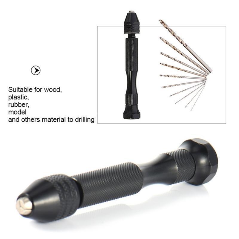 1 Set Epoxy Steel Pin Vise Hand Drill with 10 Drill Bits Manual Craft Mini Drill