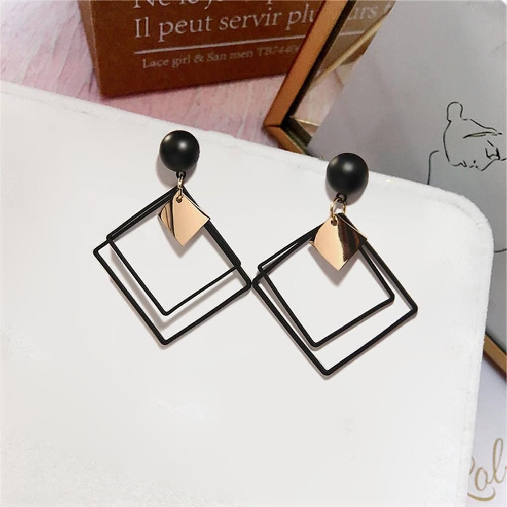 New Accessories Women Jewelry Geometric Earrings Long Black