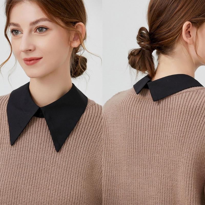 Women Girls Faux False Collar Lady Blouse Detachable Black Lapel Choker Necklace