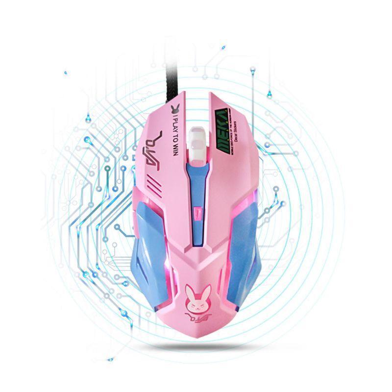 Pink 3200DPI Wired Ergonomic Optical USB Computer Mouse for PC Laptop Notebook