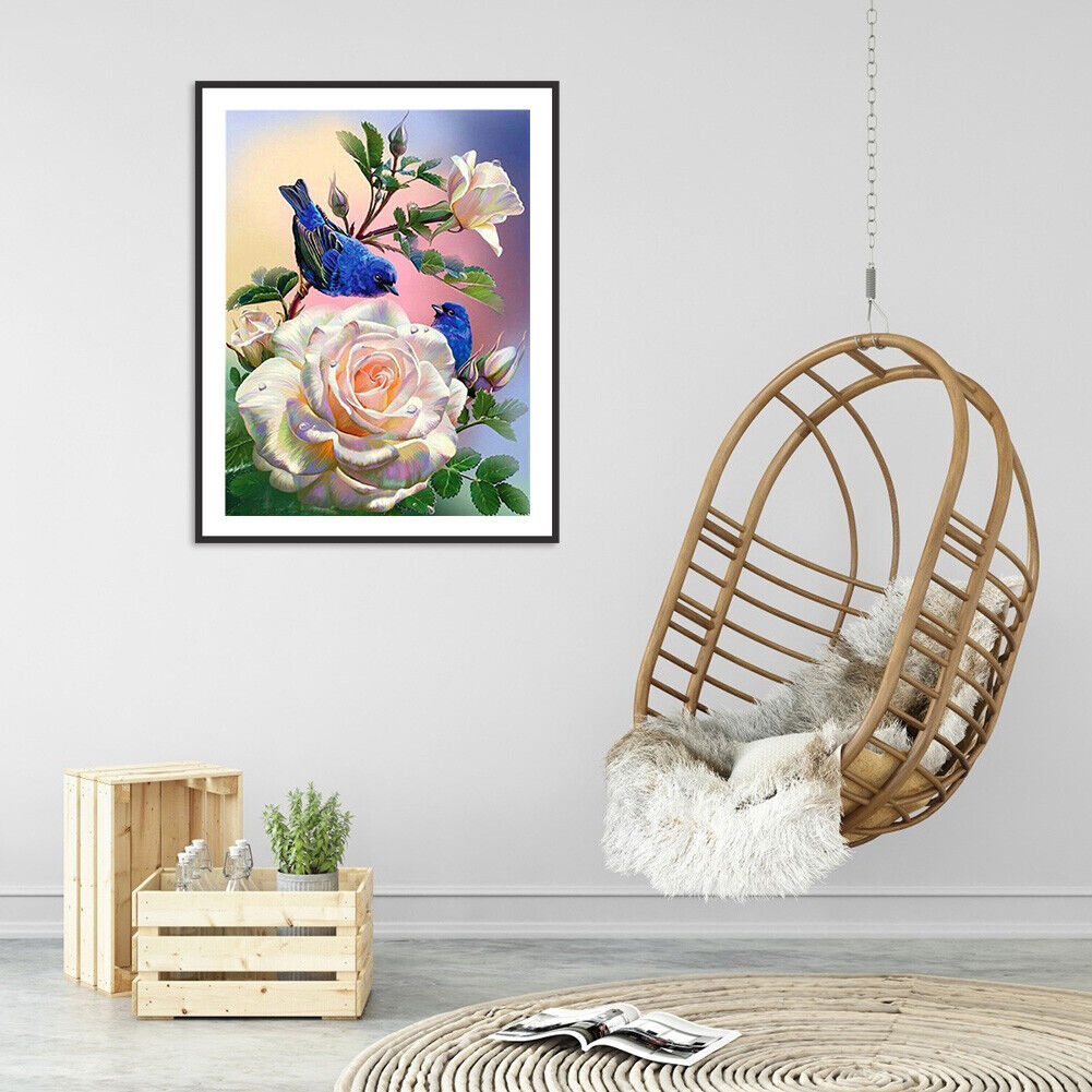 5D DIY Roses Birds Full Square Drill Diamond Painting Mosaic Craft Art (1)