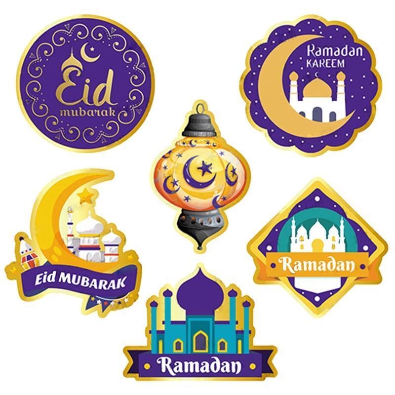 Eid Mubarak Swirl Pendant 6pcs/Set Moon Star Castle Spiral Hanging Ornament