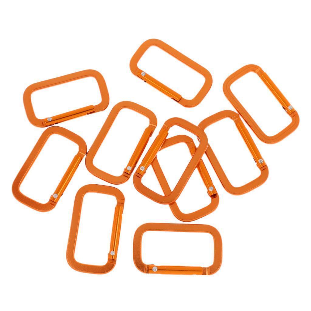 10 Pieces / Set Rectangle Spring Snap Carabiner Camping Climbing Backpack