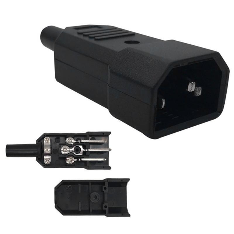 DIY 10A 250V Black IEC C14 Male Plug Rewirable Power Connector 3 Pin AC Socket