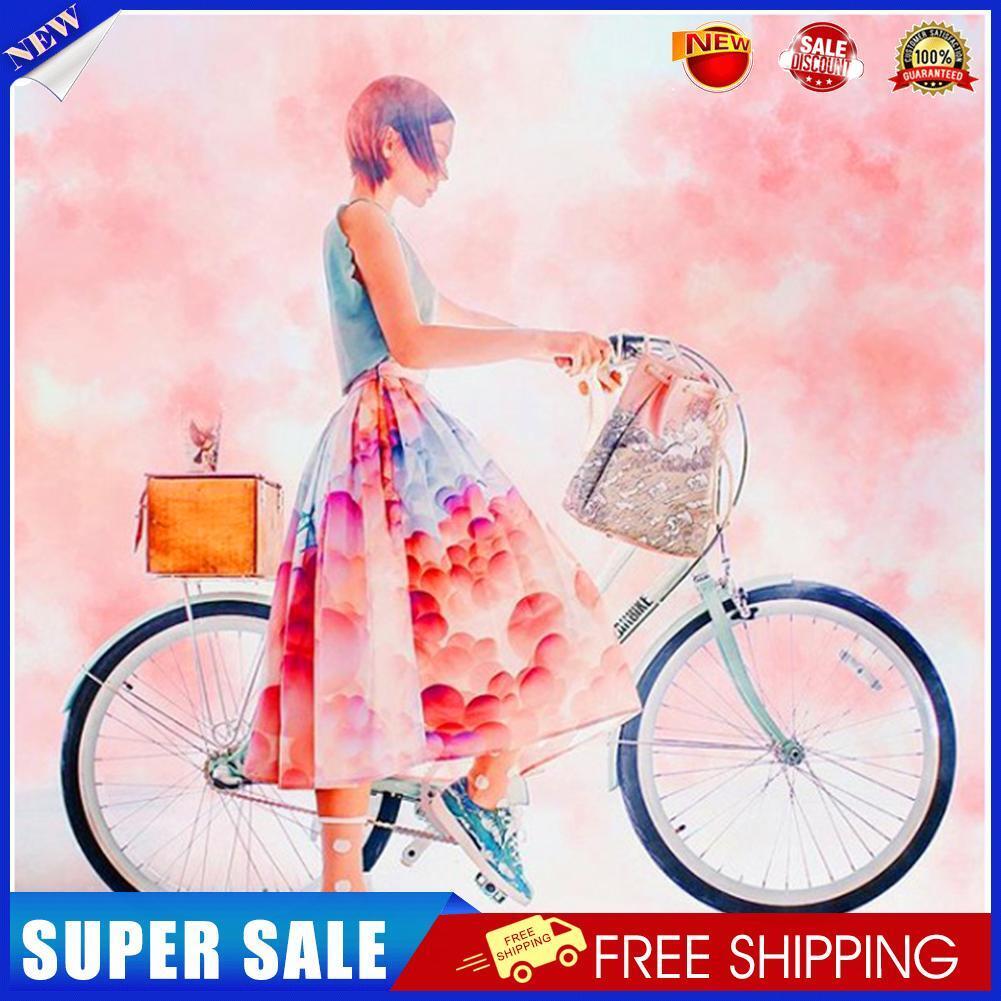 5D DIY Living Room Riding Bicycle Girl Full Round Drill Diamond Painting