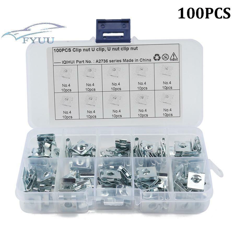 100PCS Interior U Nuts Self Tapping Screw Spire U Clips Fasteners Car Trim Panel