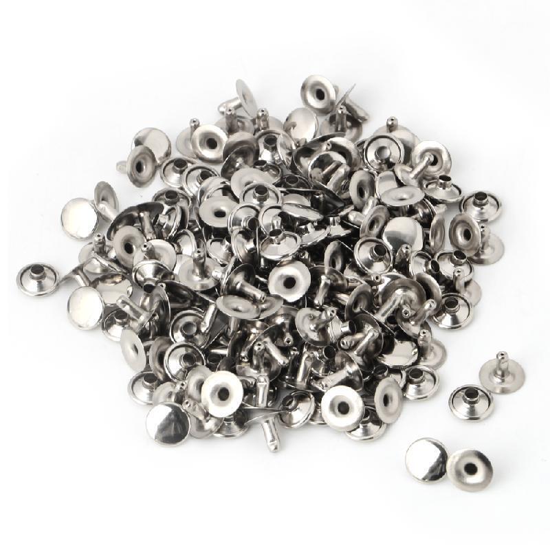 100x Double Cap Rivet Tubular Metal Leather Craft Repairs Studs Punk Spike Decor