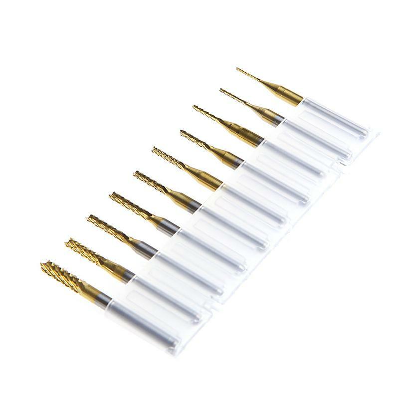 10Pcs 1/8'' 0.8-3.175mm PCB Drill Bit Engraving Cutter Rotary CNC End Mill Set