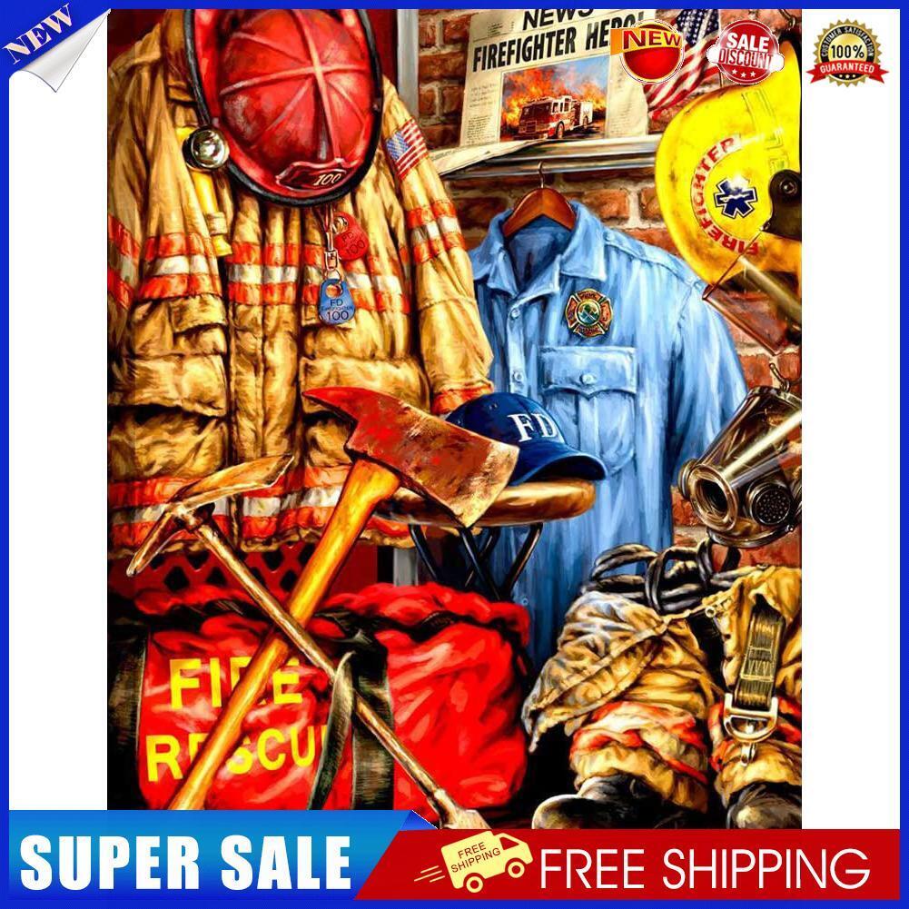 Fireman Uniform DIY Full Drill Round Diamond Painting Mosaic Picture Kit