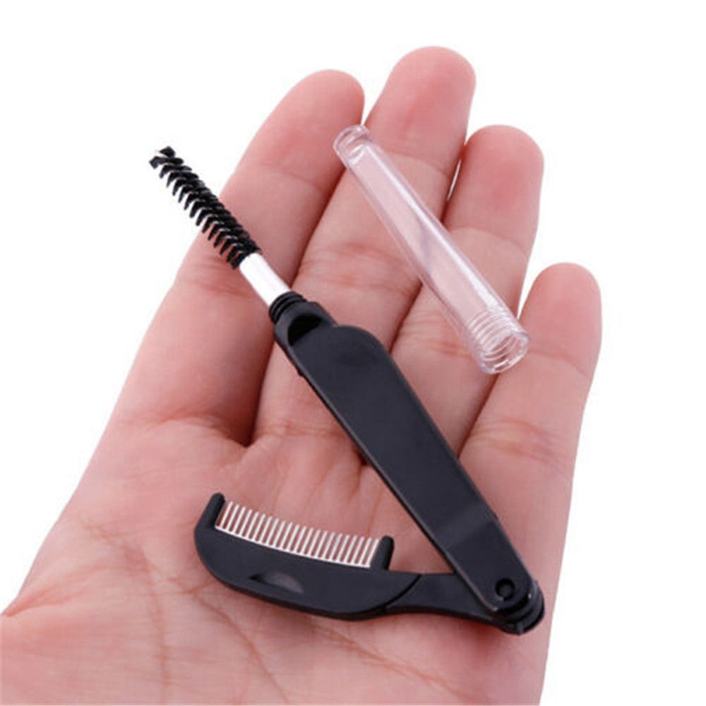 Fashion Mascara Separator Eyebrow Brush Dual-Head Foldable Eyelash Metal Comb