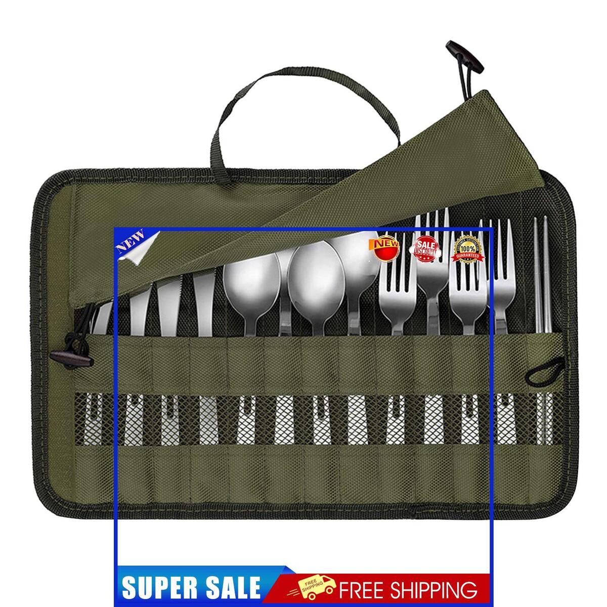 Outdoor Stainless Steel Camping Cutlery Bag - Picnic Cutlery with Package