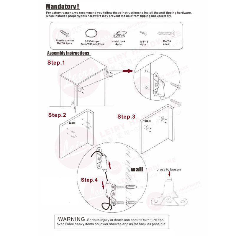 Furniture Wall Anchors Anti-tip Strap Earthquake Anti-tip Prevention Device