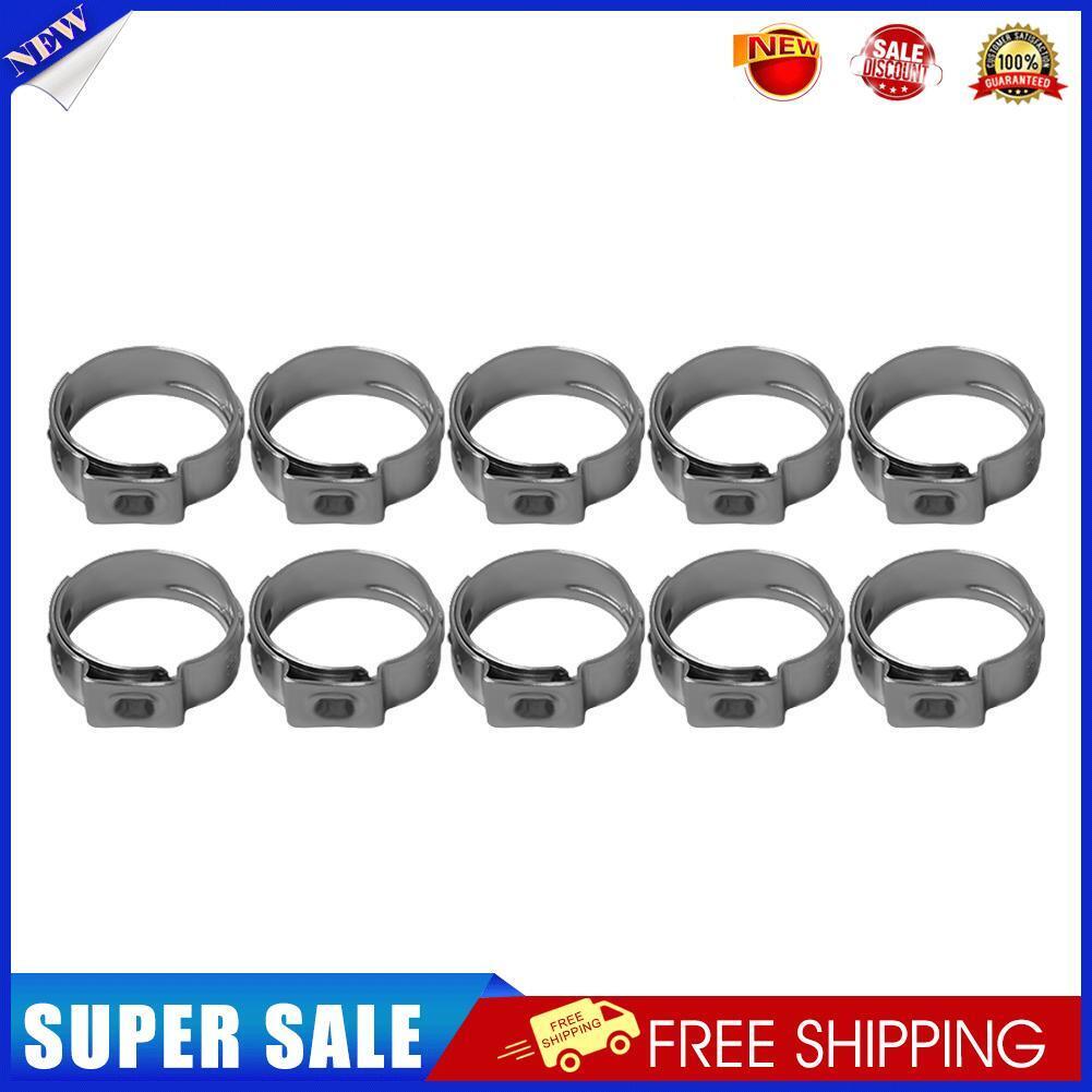 10pcs Single Ear Stainless Steel Hydraulic Hose Clamps O Clips (9.4-11.9mm)