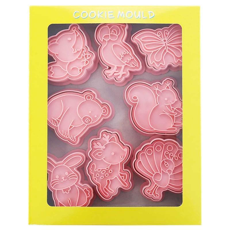 Set of 8 Forest Animal Theme Cookie Cutters Plastic Fondant Cutter Cookie Stamps
