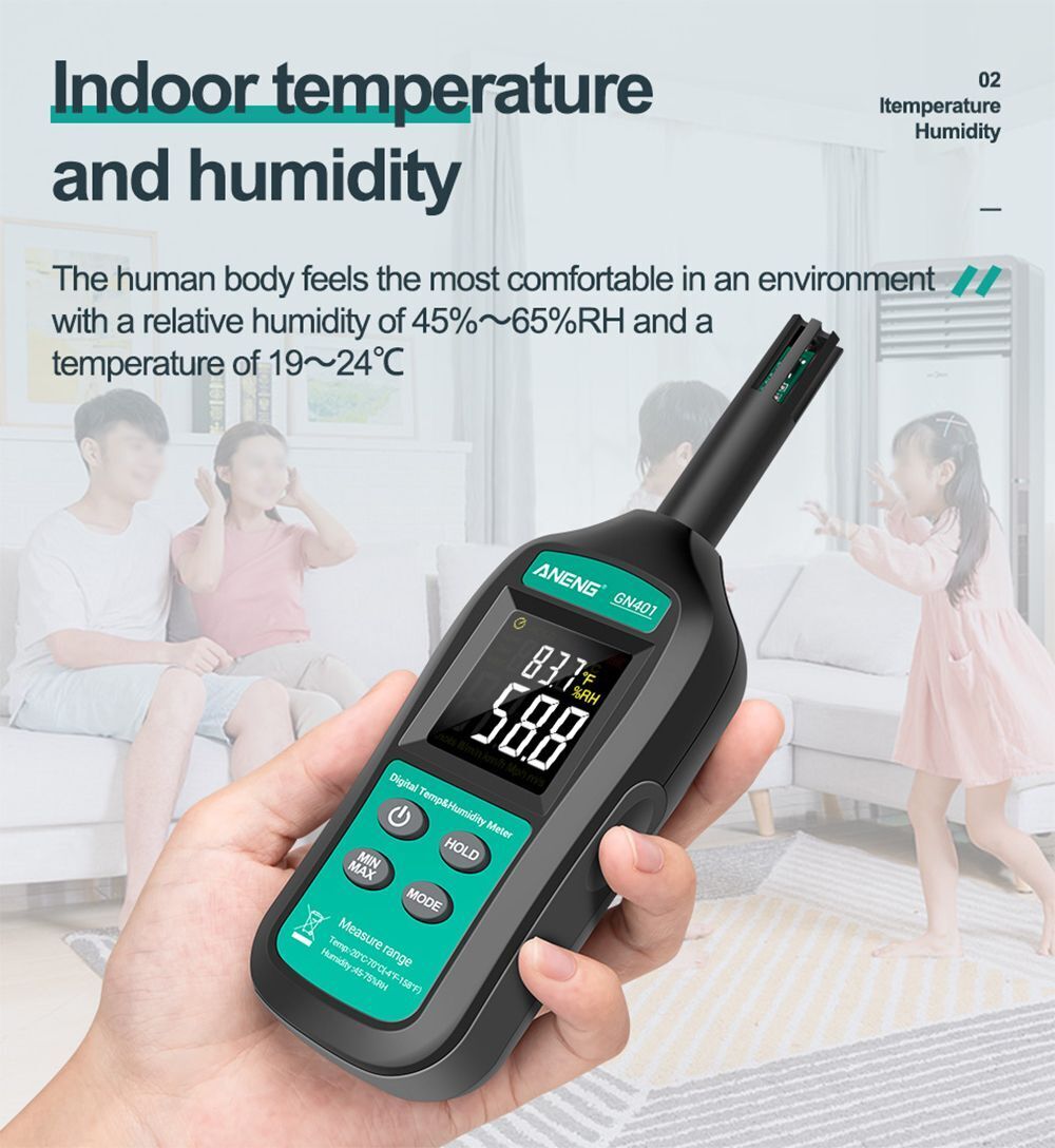 Gauge Tester Temperature Humidity Meter Handheld Digital Air Thermometer
