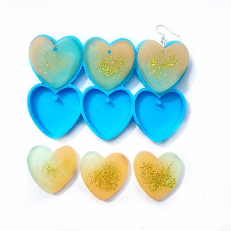 Heart Shape Earring Mold Jewelry Casting Mold Silicone Keychain Diy Crafts Mold