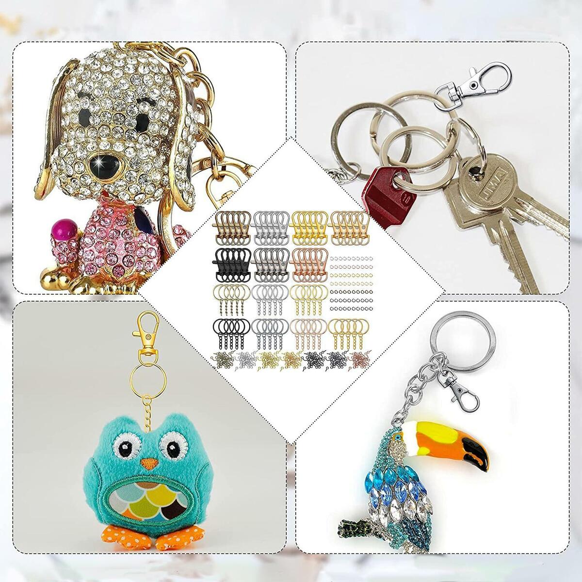 350Pcs Keychain Rings Key Ring Keys Lanyard for  Pendants Supplies