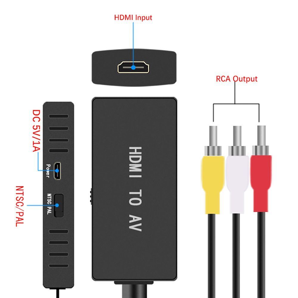 Cables Adapter HDMI to AV Converter HDMI to Video Audio PAL/NTSC RCA to HDMI