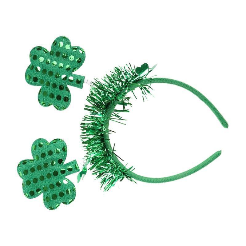 Saint Patrick's Day Hairband Glitter Shamrock Headband Head Bopper Photo Props