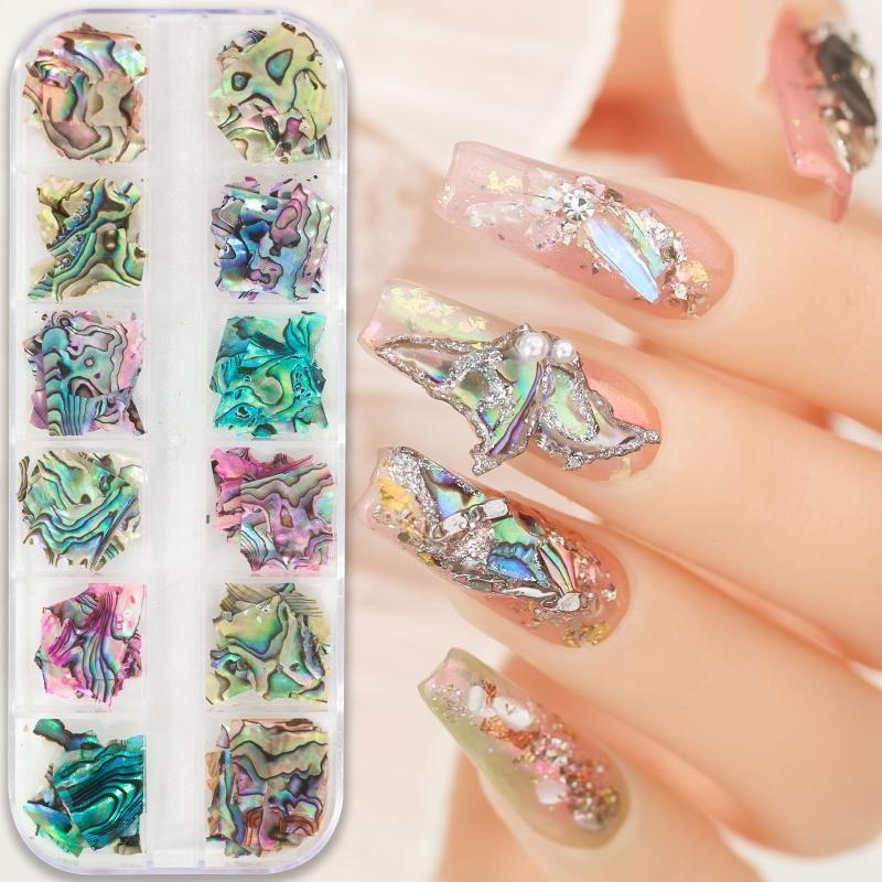 Natural Abalone Shell Seashell Slices DIY Nail Art Manicure Decor Nail Sequins