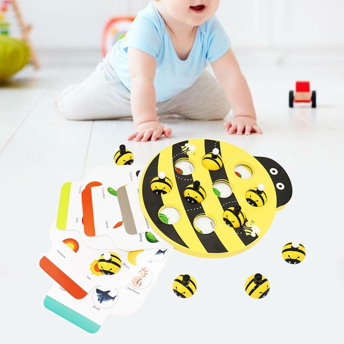 Toddlers Wooden Memory Matching Game Stimulates Cognitive Skills Chess Board