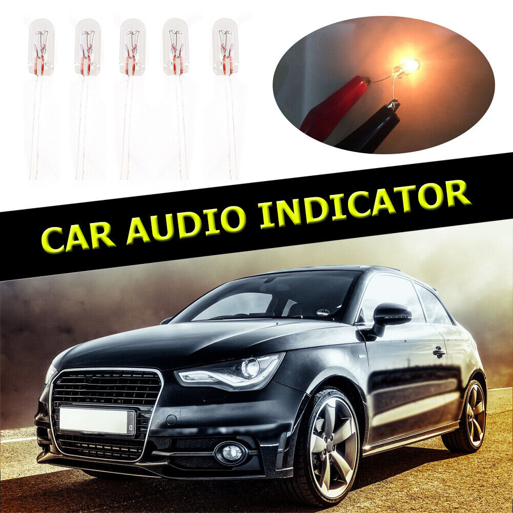 5pcs T5 14V Car Instrument Panel Audio Gear Indicator Light Bulbs Amber