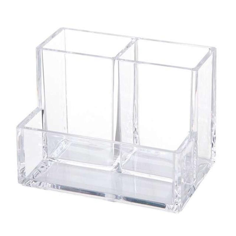Clear Pencil Cup Stationery Organizer for Desk Accessories Cosmetic Brush Box