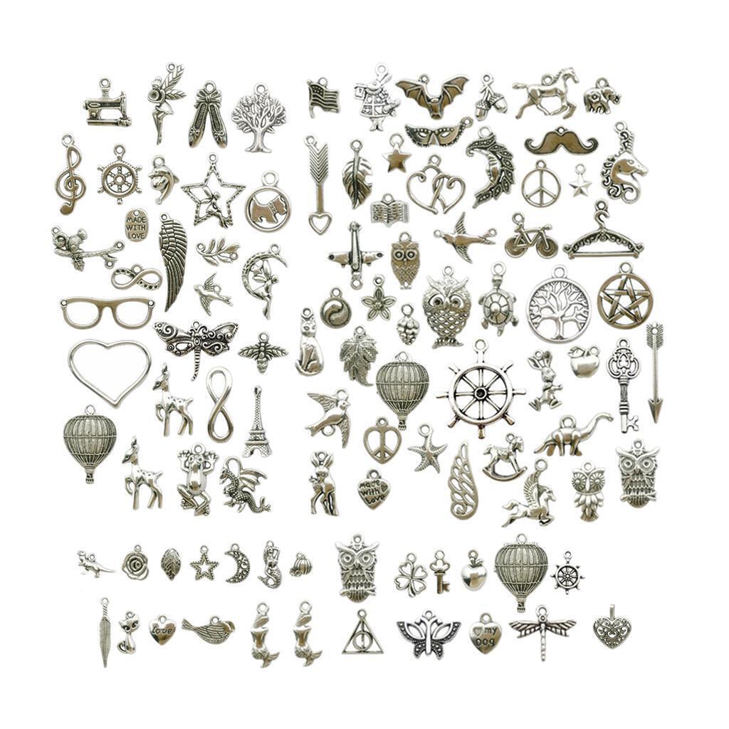 100pcs    Assorted Charms Pendants for Necklace Making DIY