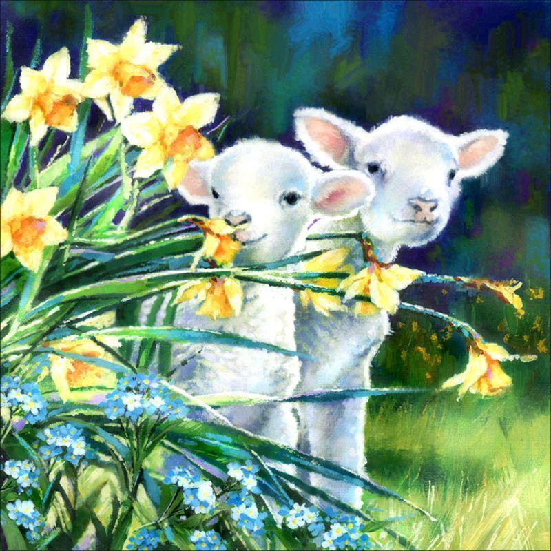 Flower Sheep DIY 5D Full Drill Diamond Painting Embroidery Cross Stitch Crystal