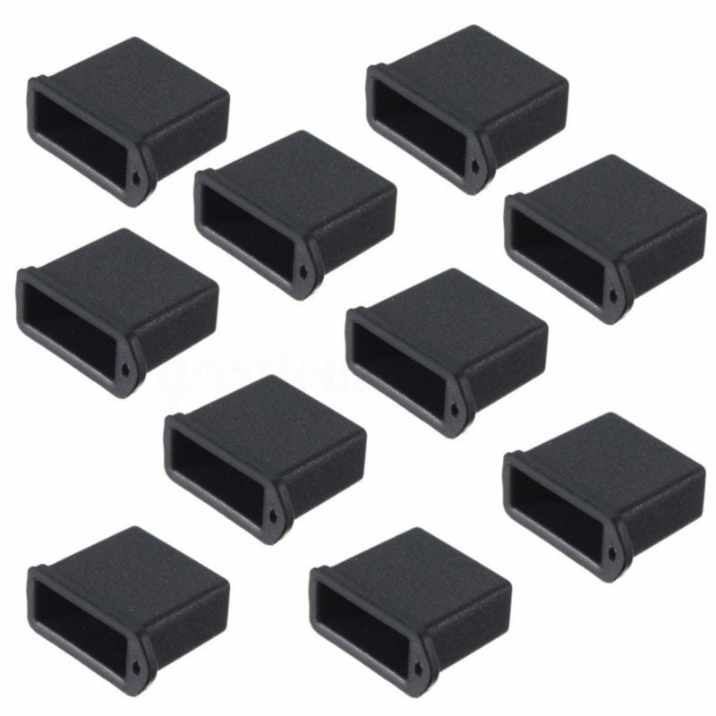10X Black Replacement USB Male Plug Caps Protect Cover Anti-dust Lids 18x7x14mm
