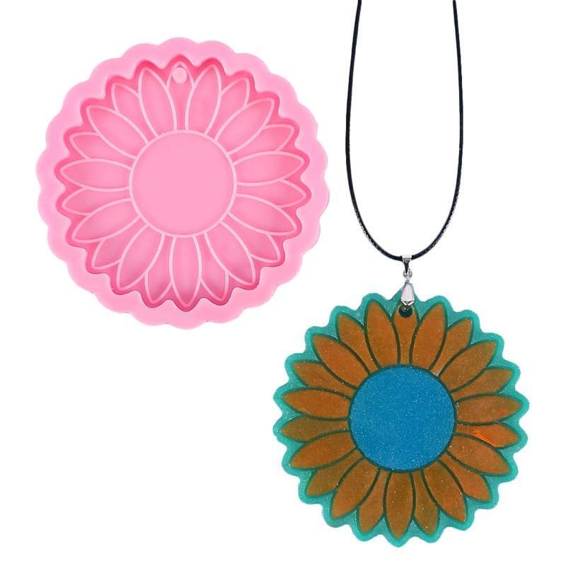 Sunflower Keychain UV Crystal Epoxy Mold Flower Shape Coaster Silicone Mould DIY