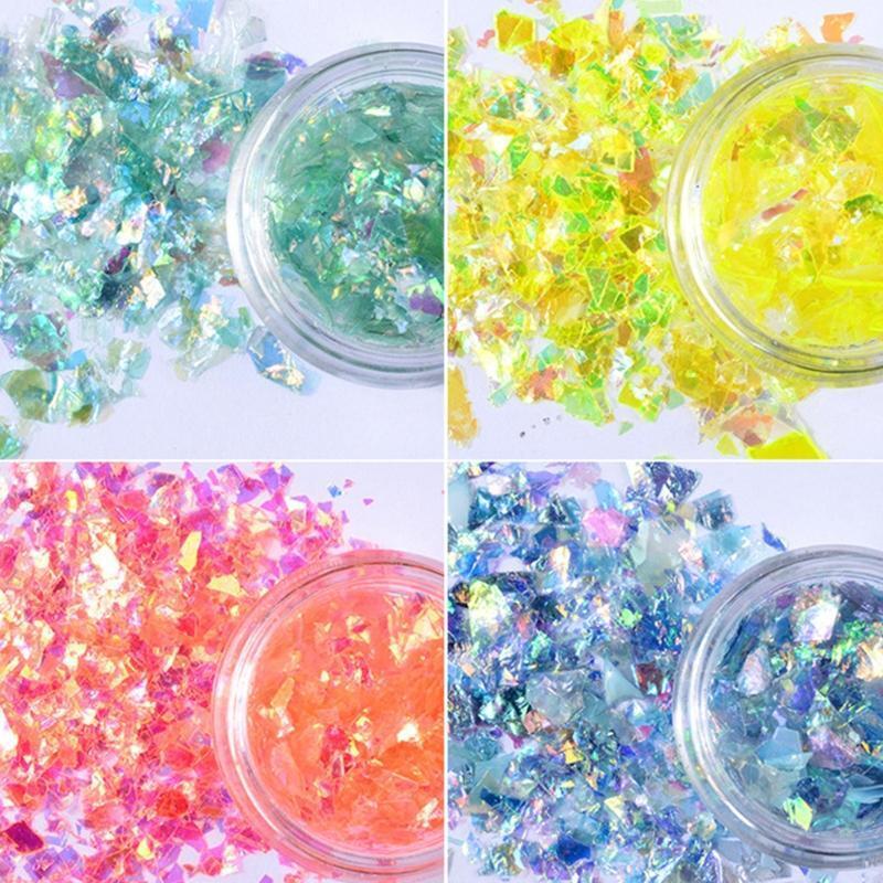 12 Colors Manicure Shell Cellophane Colorful Candy Aurora Papers Epoxy Filling