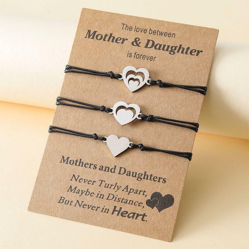 3Pcs Best Friends Bracelet Friendship Bff Matching Distance Heart Bracelet Gift