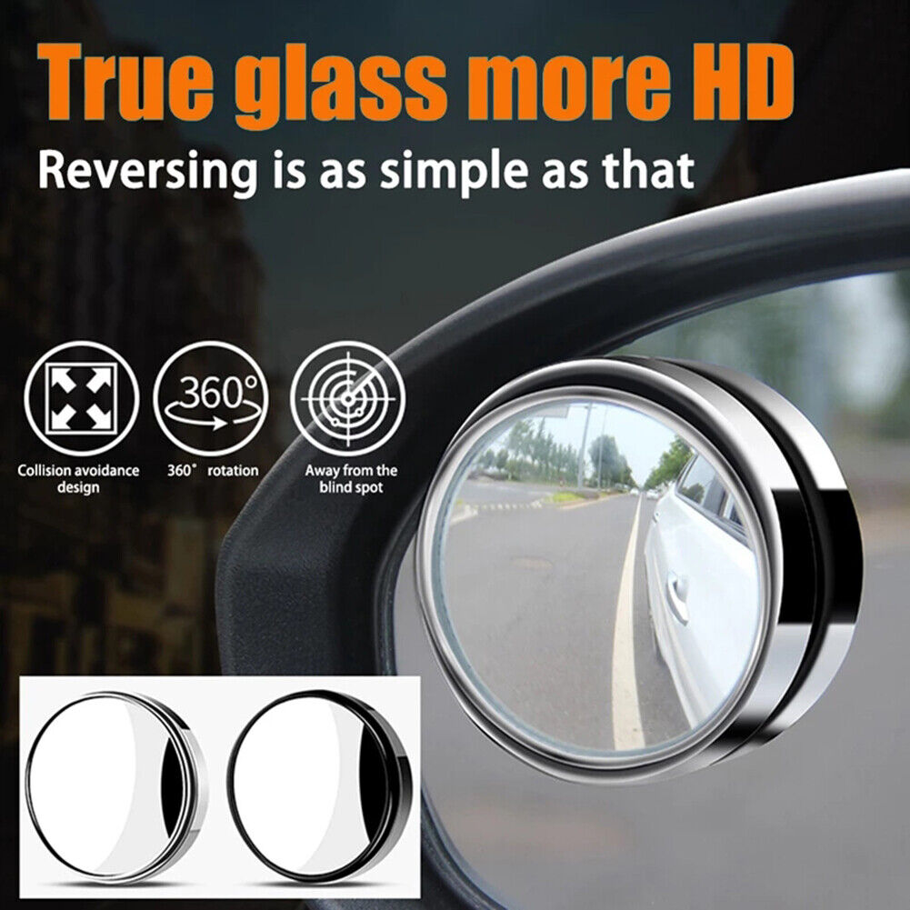 2pcs Round Car HD Wide Angle Auto Rear View Auxiliary Blind Spot Mirror