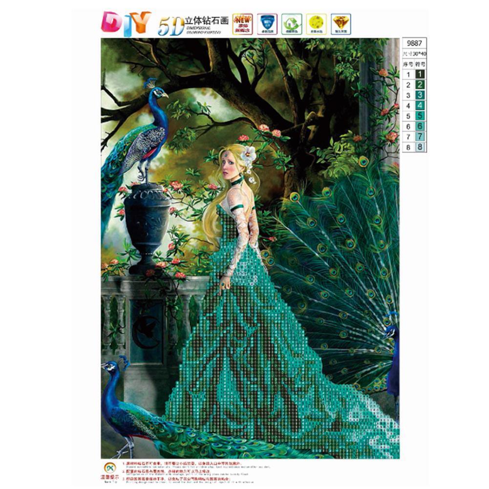5D DIY Cross Stitch Painting Diamond Peacock Beauty Home Wall Decor