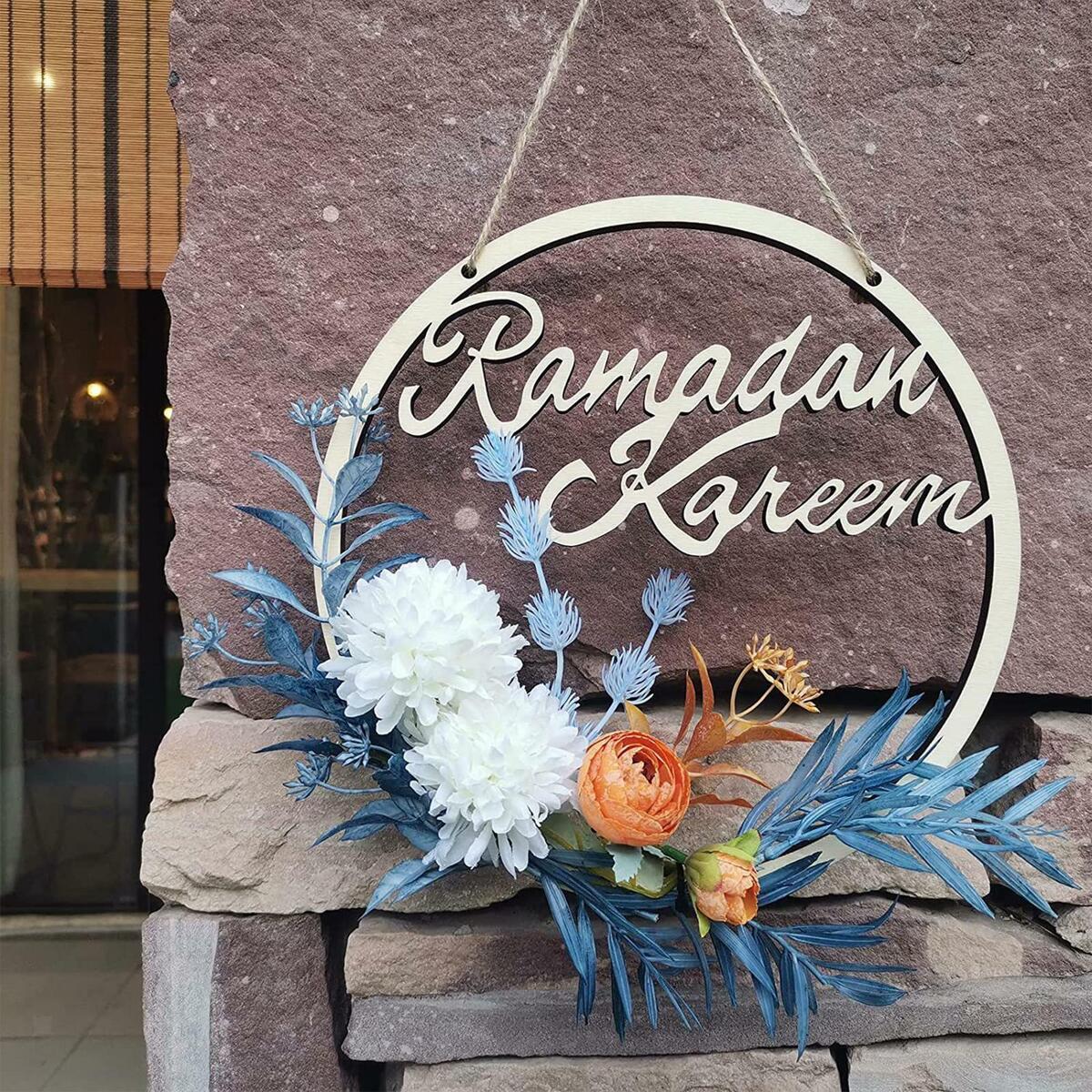 Eid Ramadan Wreaths  Signs Decorative for Celebration Window Farmhouse