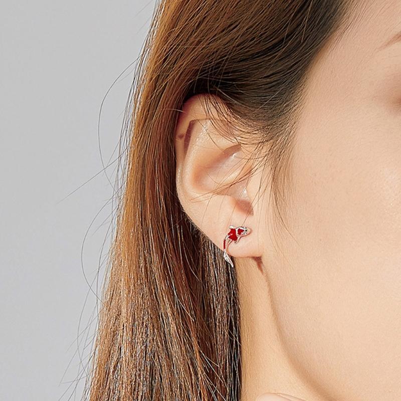 Lucky Koi Red Enamel Stud Earrings Fish Ear Studs Valentine's Day Jewellery Gift