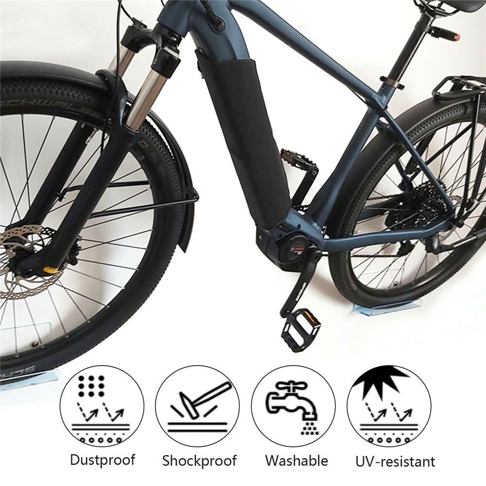 Black E-Bike Battery Cover Waterproof Bicycle Frame Cover Battery Protective