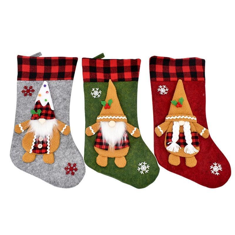 Christmas Gnome Stockings 3Pack Plush Swedish Gnomes Xmas Tree Firplace Family